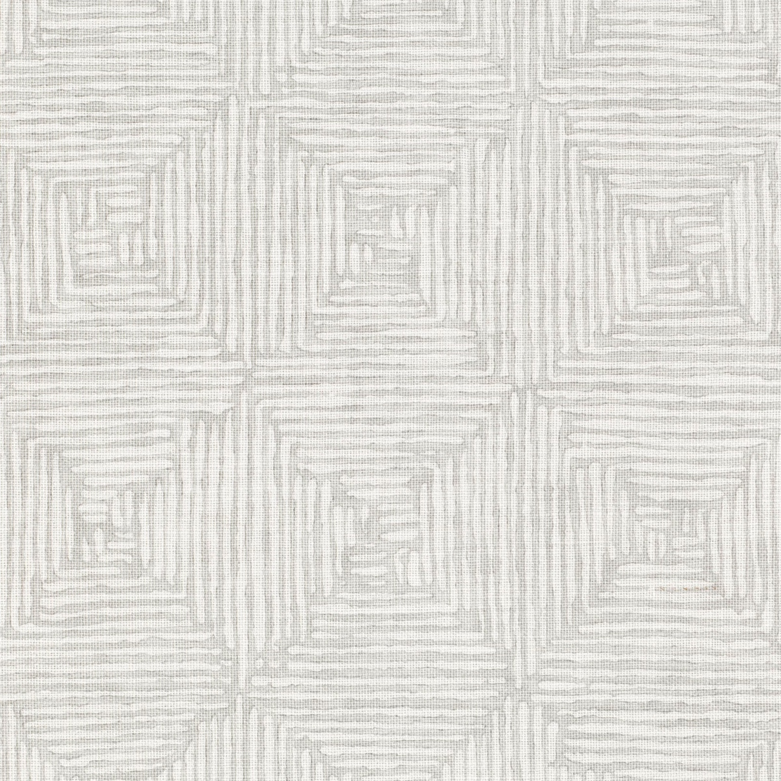Pale silverbirch-grey fabric with nested off-white linear square motifs
