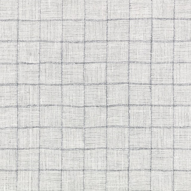 Pale dove-grey woven check with irregular crosshatch texture and fine raised lines