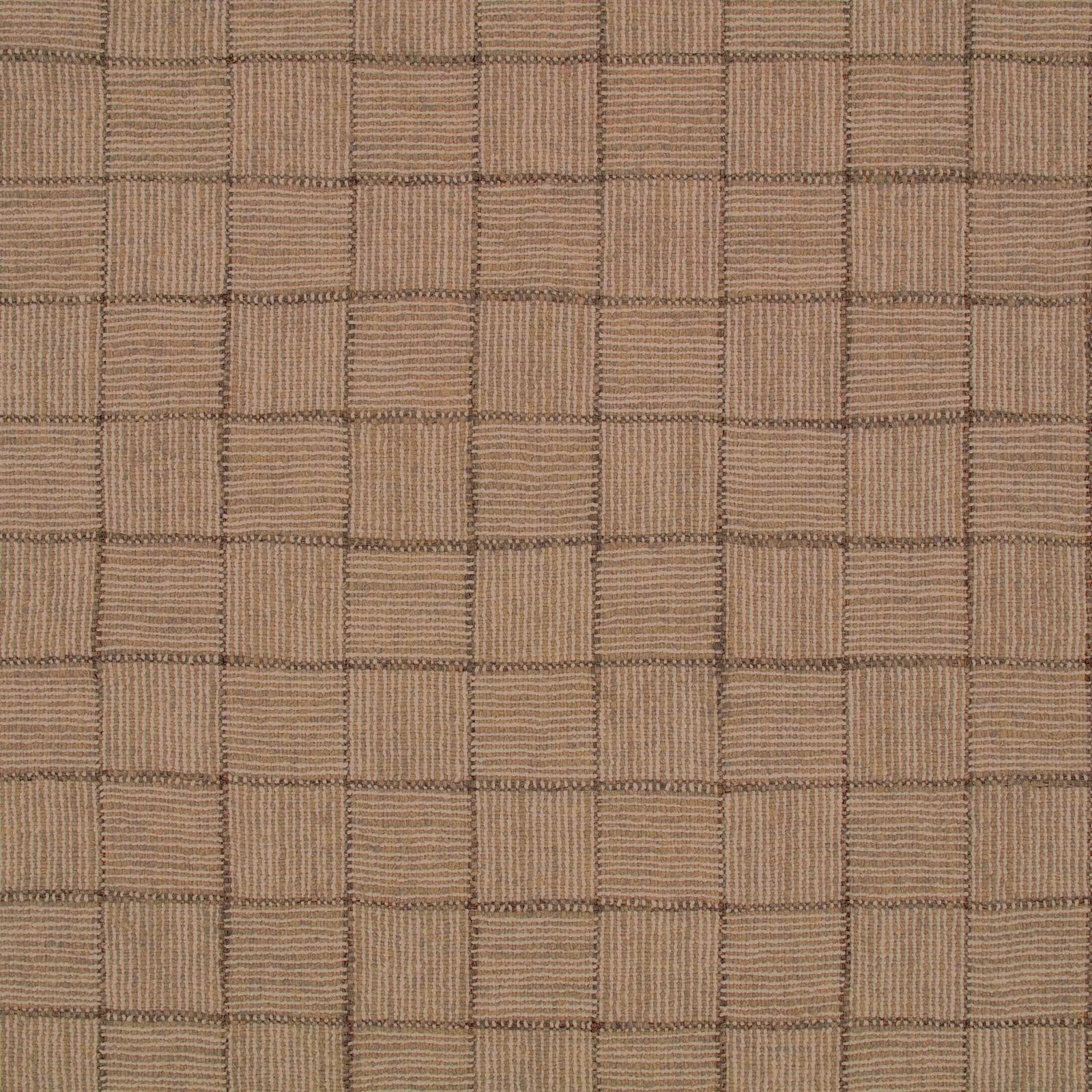 Warm moccasin tan woven check with ribbed rectangular blocks and subtle tonal depth