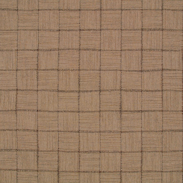Warm moccasin tan woven check with ribbed rectangular blocks and subtle tonal depth