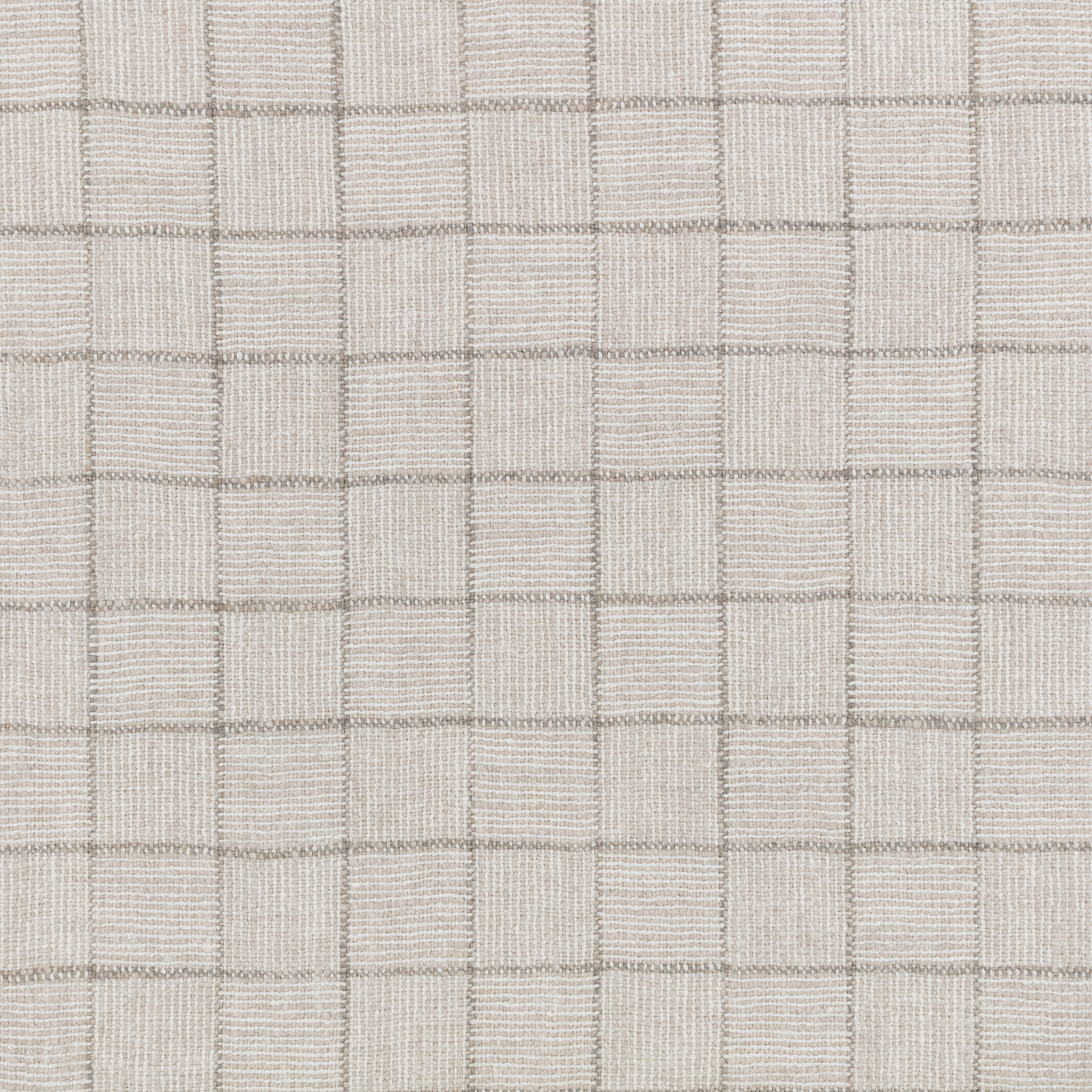 Pale greige woven check with raised crosshatch lines and softly textured squares