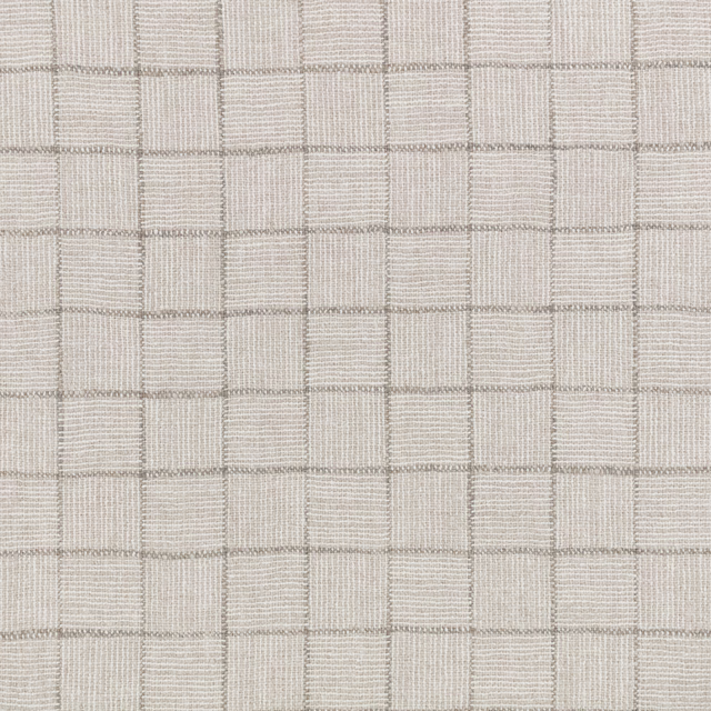 Pale greige woven check with raised crosshatch lines and softly textured squares