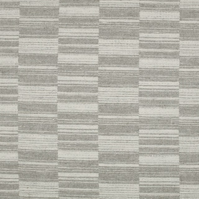 Misty grey woven textile with rectangular blocks and fine horizontal striations