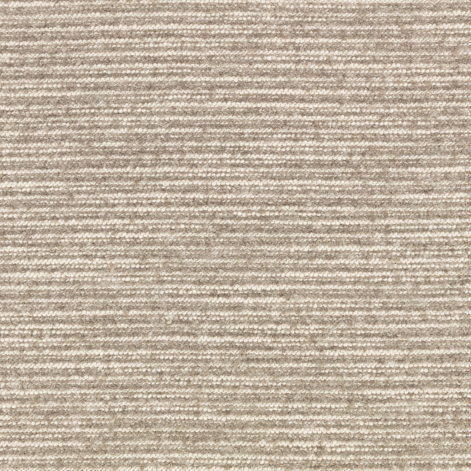 Close view of soft grey-mist fabric with fine horizontal taupe-textured weave