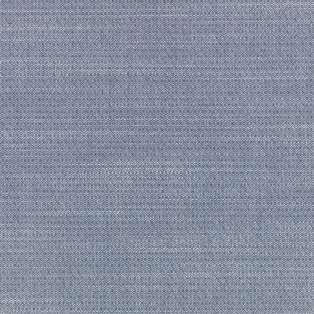 Muted ocean-blue fabric with a fine repeating grey geometric lattice weave