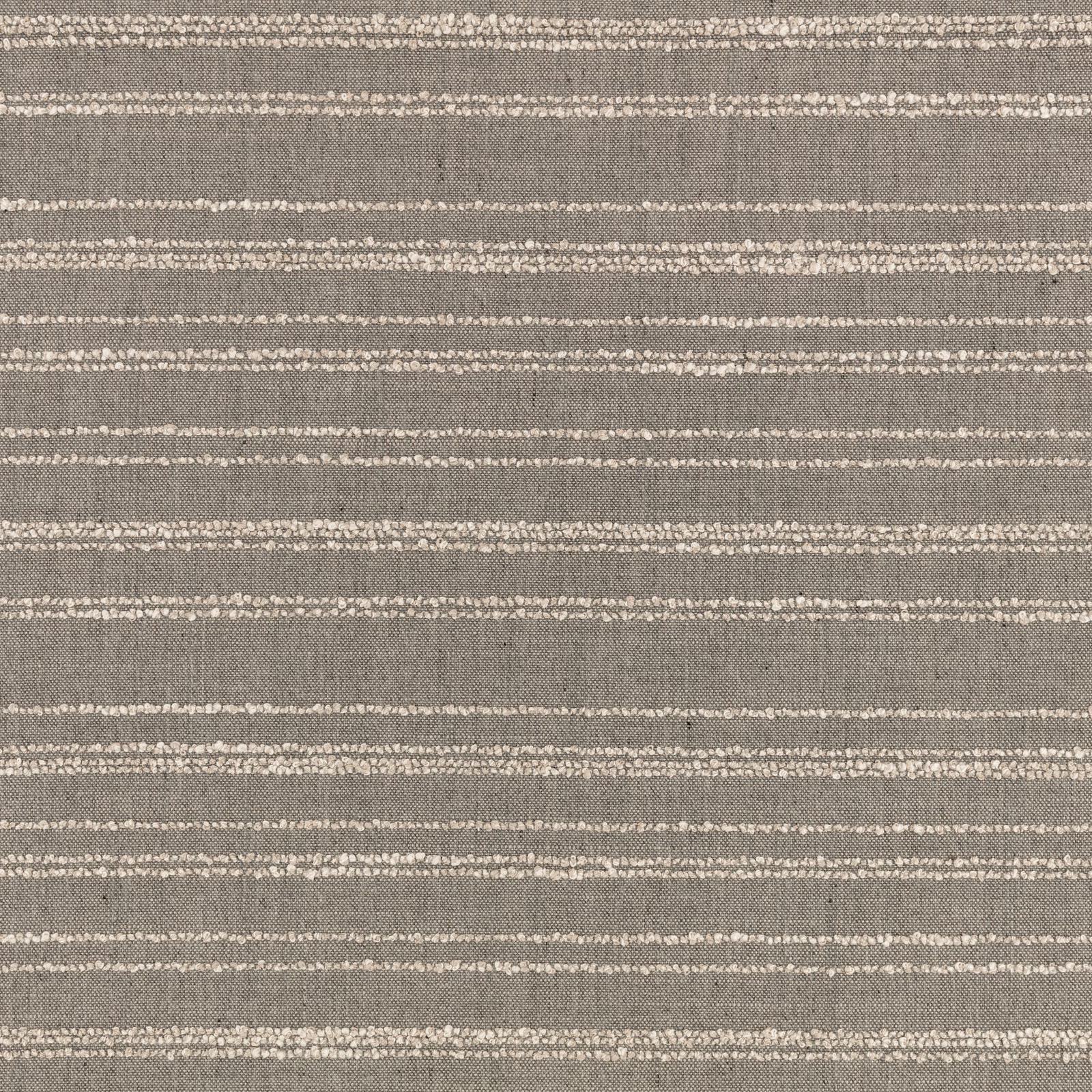 Granite-grey woven fabric with broken cream horizontal lines and a tactile surface