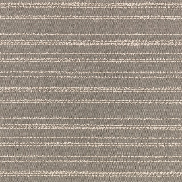 Granite-grey woven fabric with broken cream horizontal lines and a tactile surface