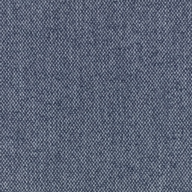 Close-up of cool indigo fabric with a fine slate-blue flecked weave