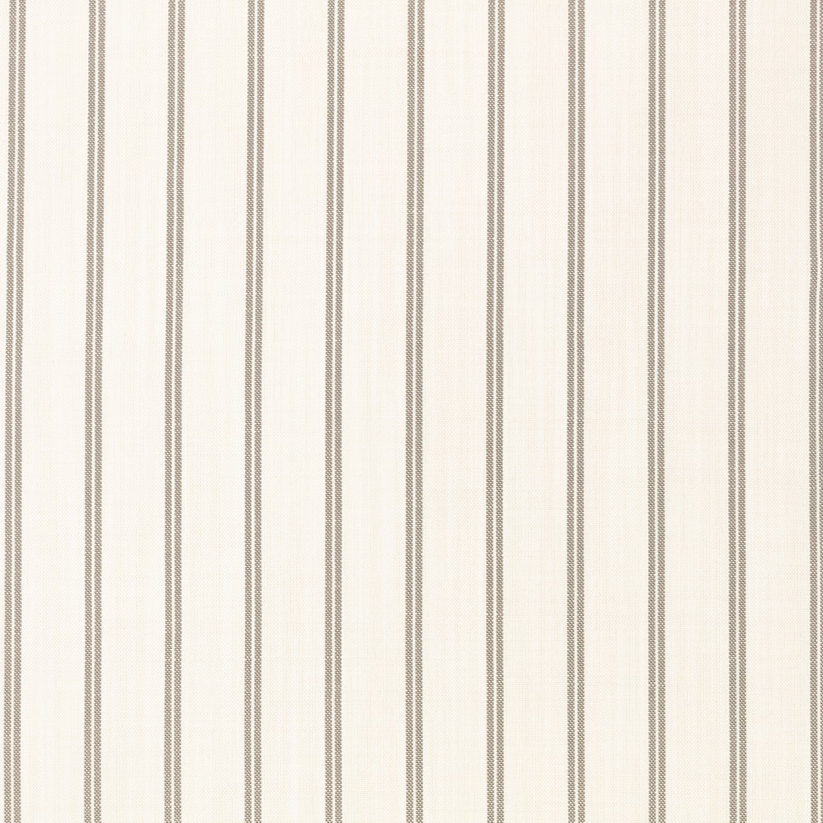 Pale natural fabric with fine taupe vertical stripes and subtle woven texture