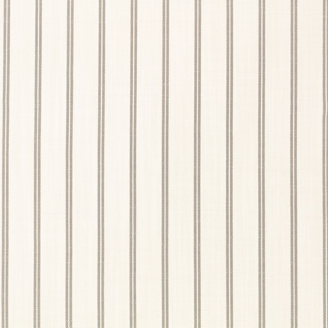 Pale natural fabric with fine taupe vertical stripes and subtle woven texture