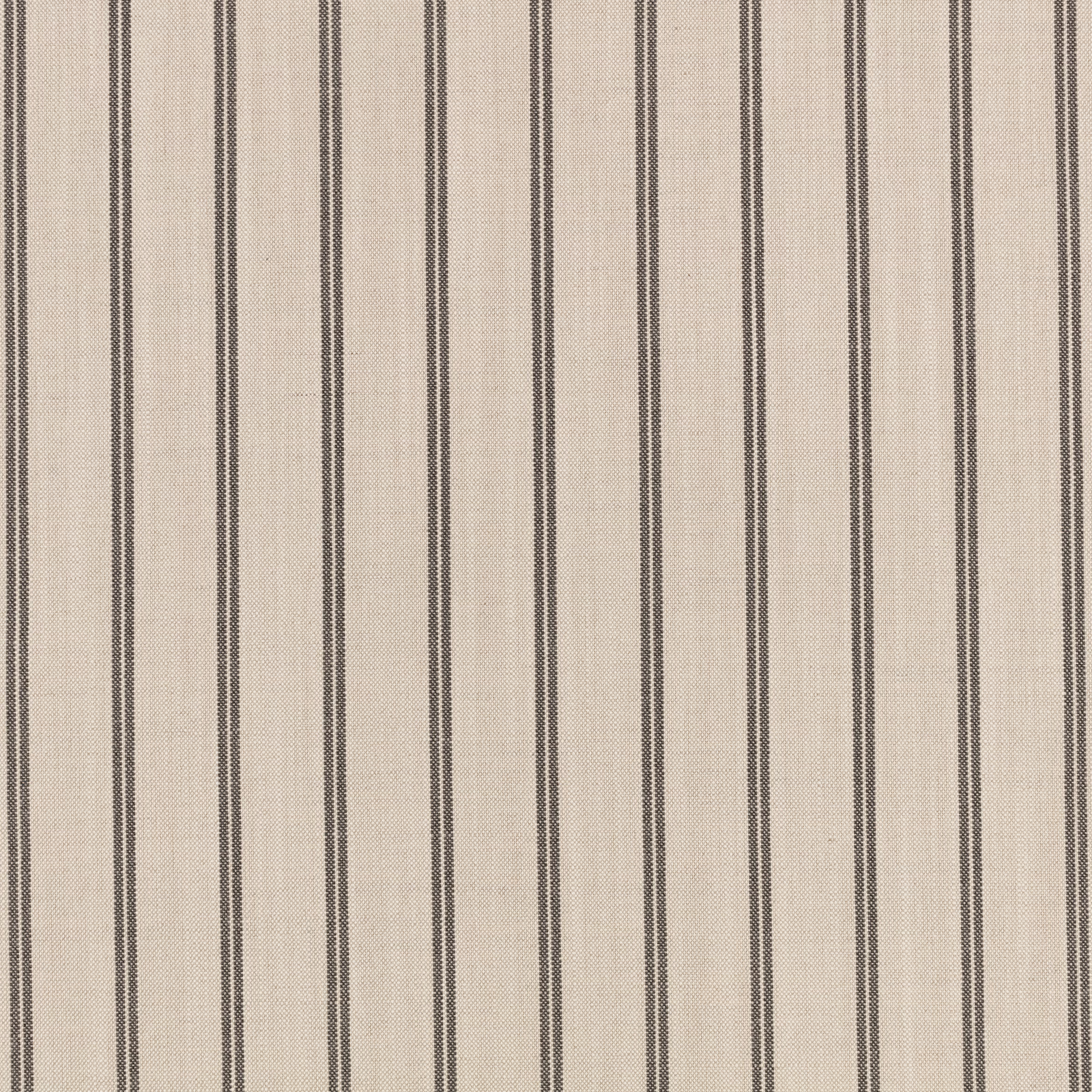 Warm sand textile with narrow charcoal vertical stripes and a fine woven texture