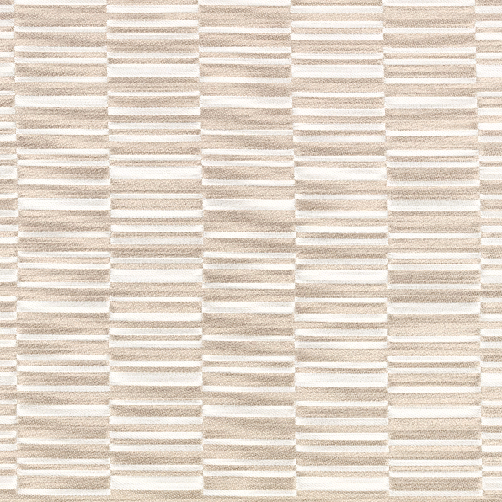 Warm sand beige woven textile with staggered horizontal rectangular bands