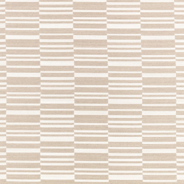 Warm sand beige woven textile with staggered horizontal rectangular bands