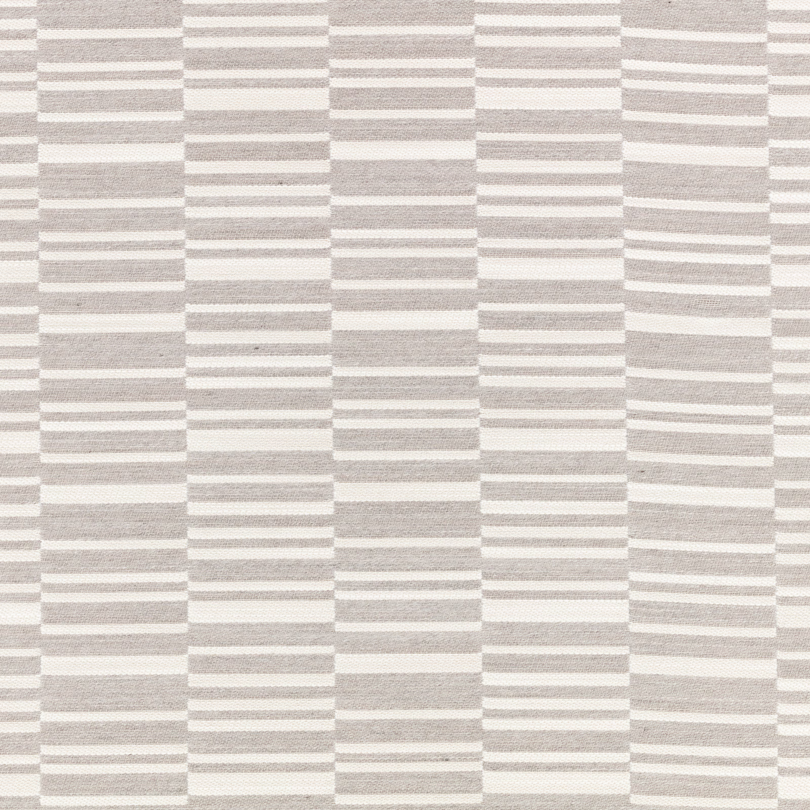 Pale grey-beige woven textile with irregular horizontal blocks and soft tonal texture