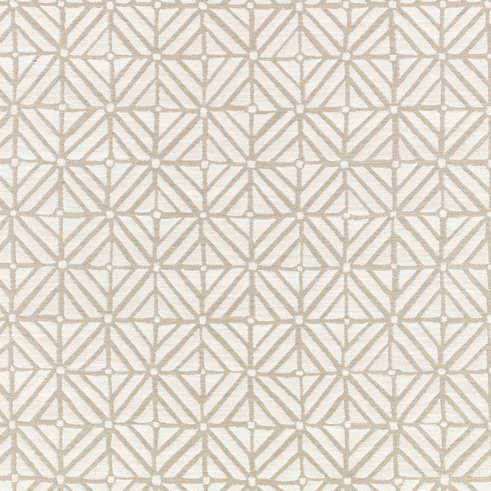 Cream textile with repeating sand geometric lattice, diamonds and small square details