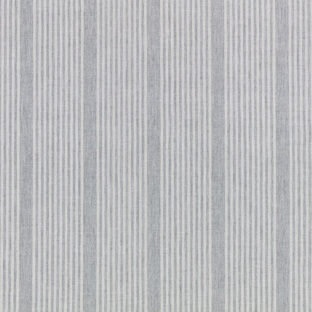 Fine vertical grey and white stripes in a softly textured sheer weave