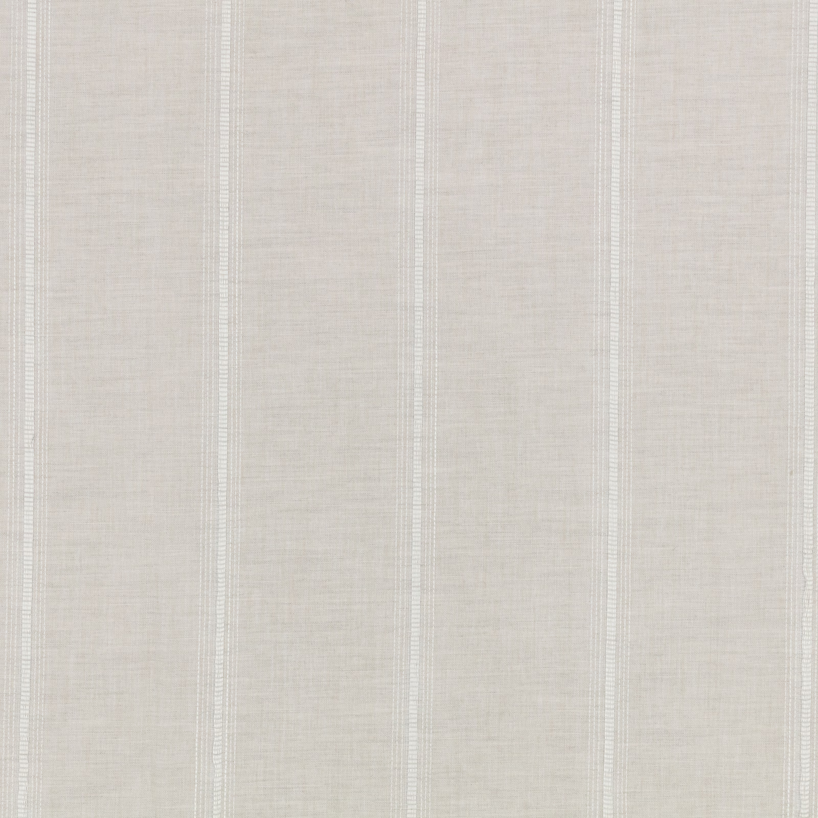 Warm sepia sheer with fine vertical ivory stripes and lightly textured weave