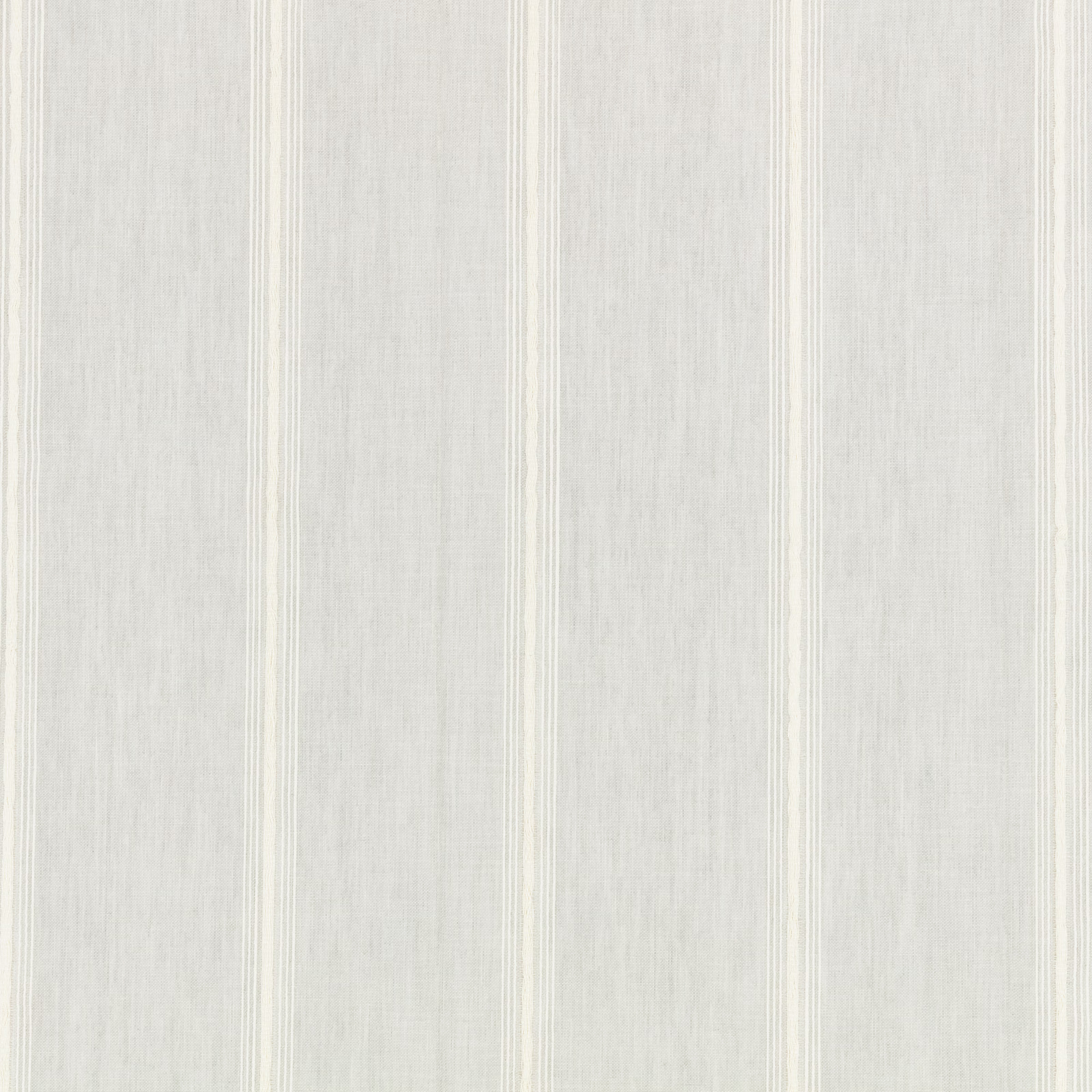 Pale silver-grey sheer with narrow vertical stripes and fine woven texture