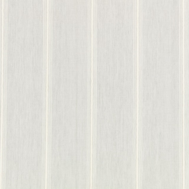 Pale silver-grey sheer with narrow vertical stripes and fine woven texture