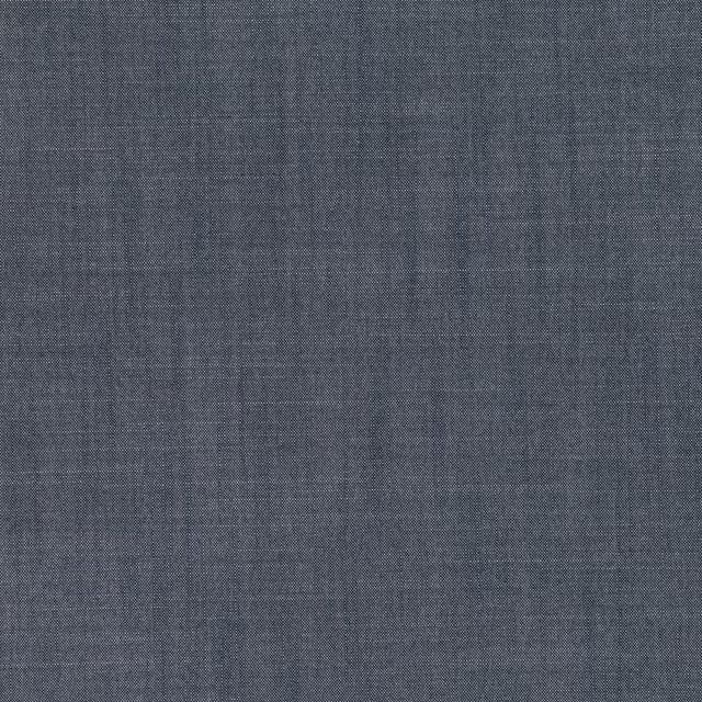 Muted indigo blue fabric with a fine tonal checked weave and softly textured surface