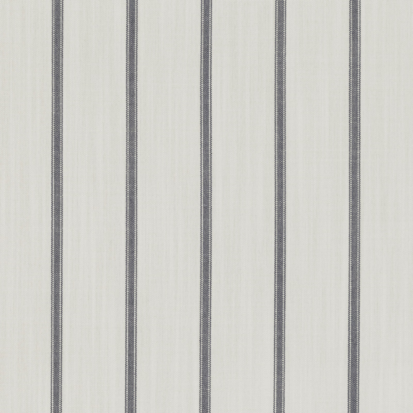 Pale ivory fabric with narrow carbon-grey ticking stripes and a fine woven texture