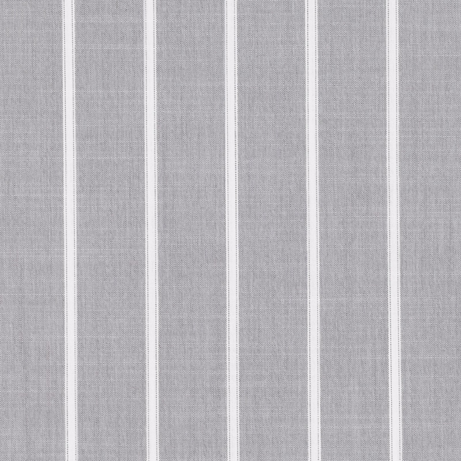 Cool silvery-grey woven fabric with fine white vertical ticking stripes