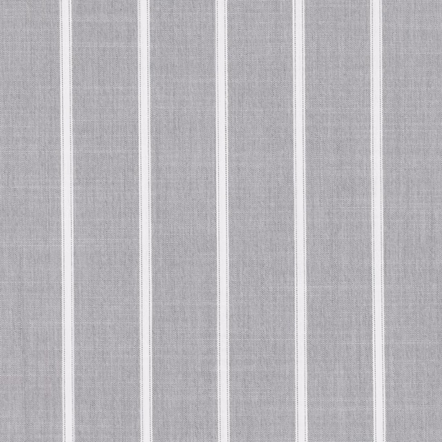 Cool silvery-grey woven fabric with fine white vertical ticking stripes