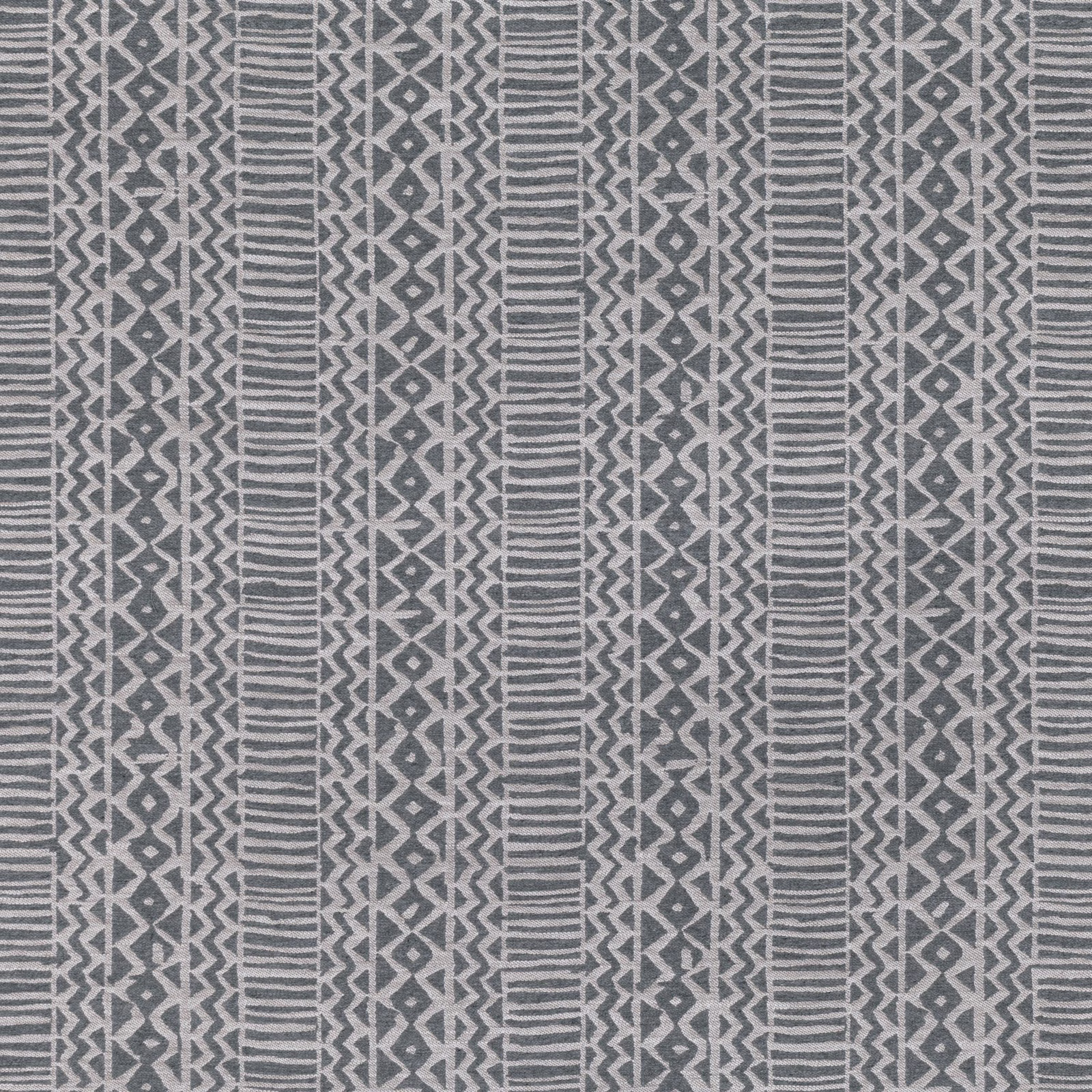 Muted driftwood taupe woven swatch with vertical zigzags and narrow striped bands
