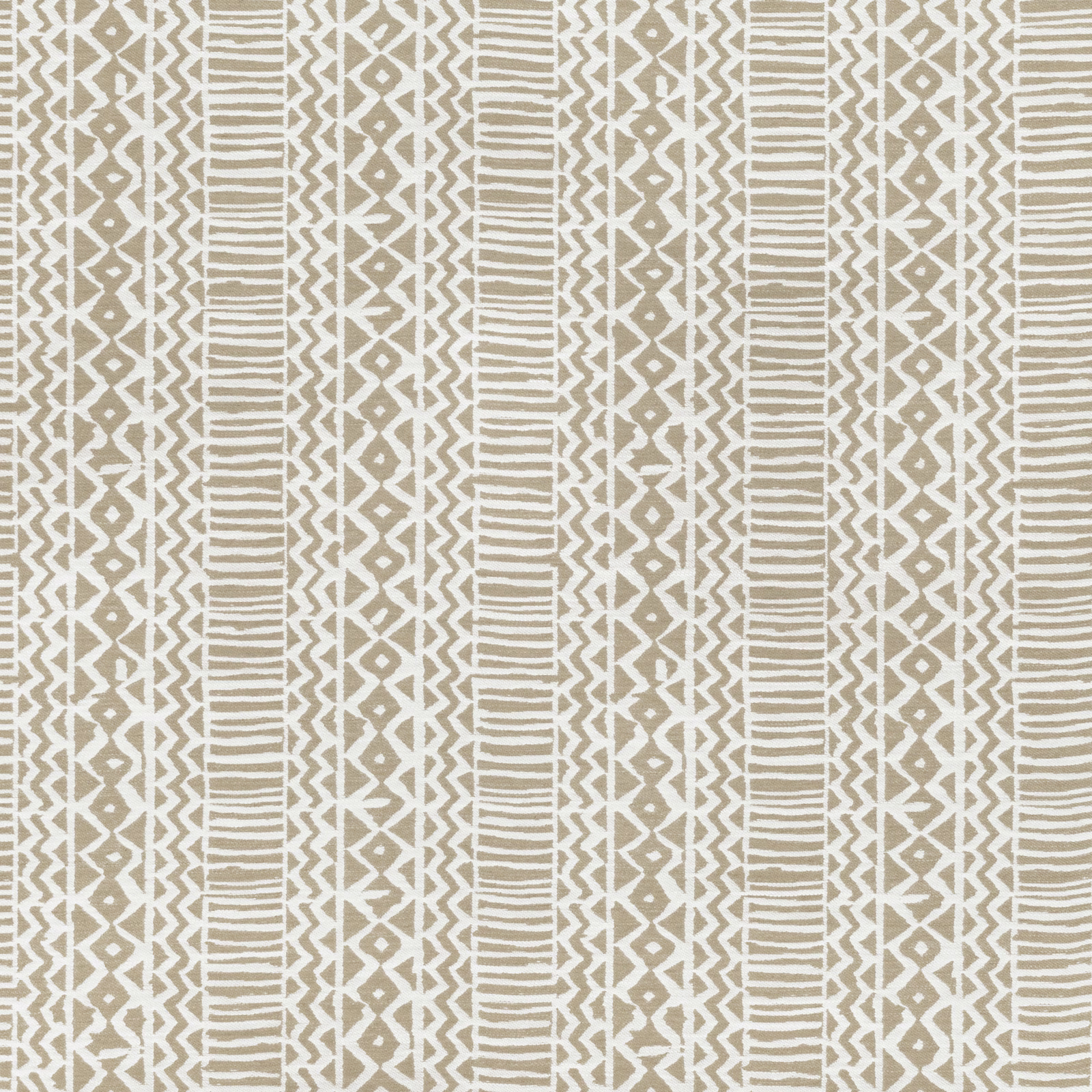 Warm sand and ivory textile with vertical zigzags, diamonds, and irregular horizontal lines