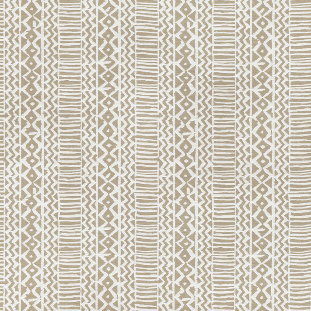 Warm sand and ivory textile with vertical zigzags, diamonds, and irregular horizontal lines