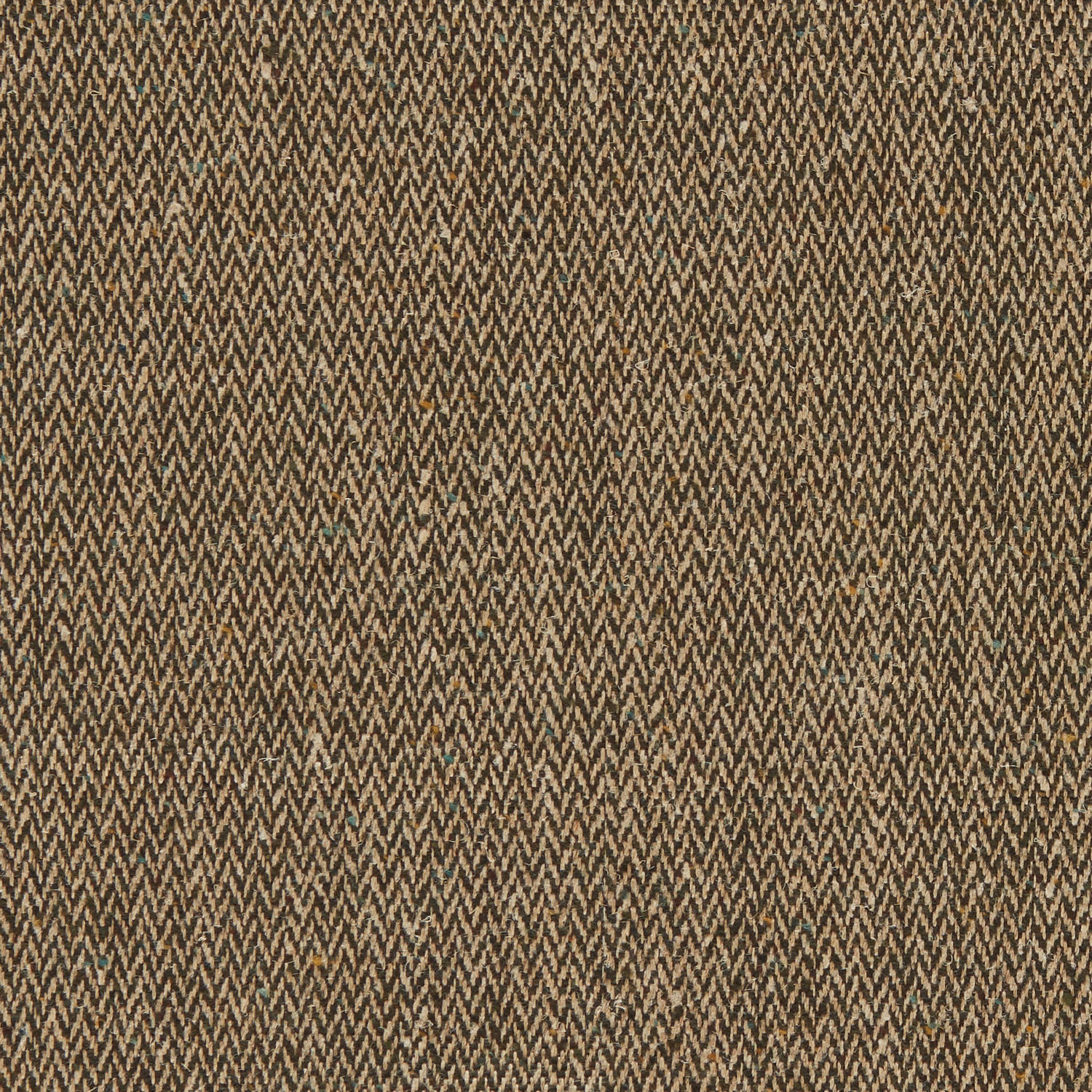 Deep evergreen and brown herringbone weave with fine, tactile chevron texture