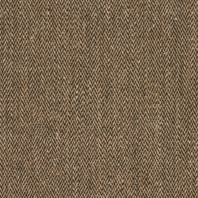 Deep evergreen and brown herringbone weave with fine, tactile chevron texture