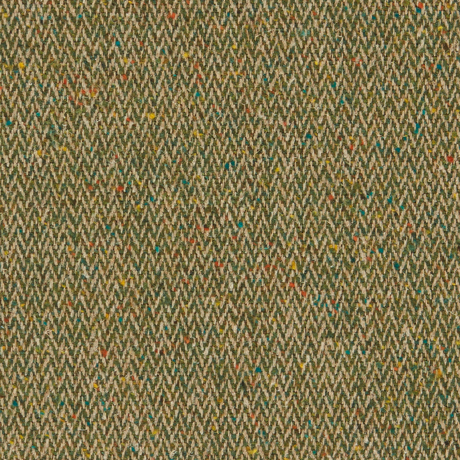 Moss olive zigzag upholstery weave with red, turquoise and yellow flecks