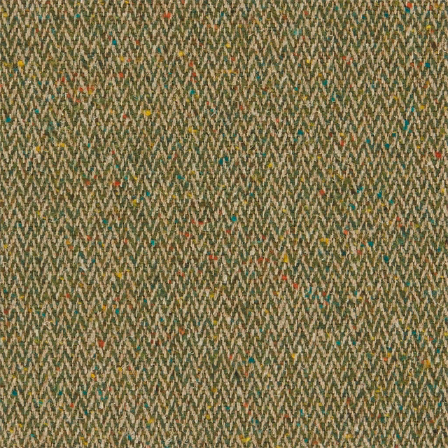 Moss olive zigzag upholstery weave with red, turquoise and yellow flecks