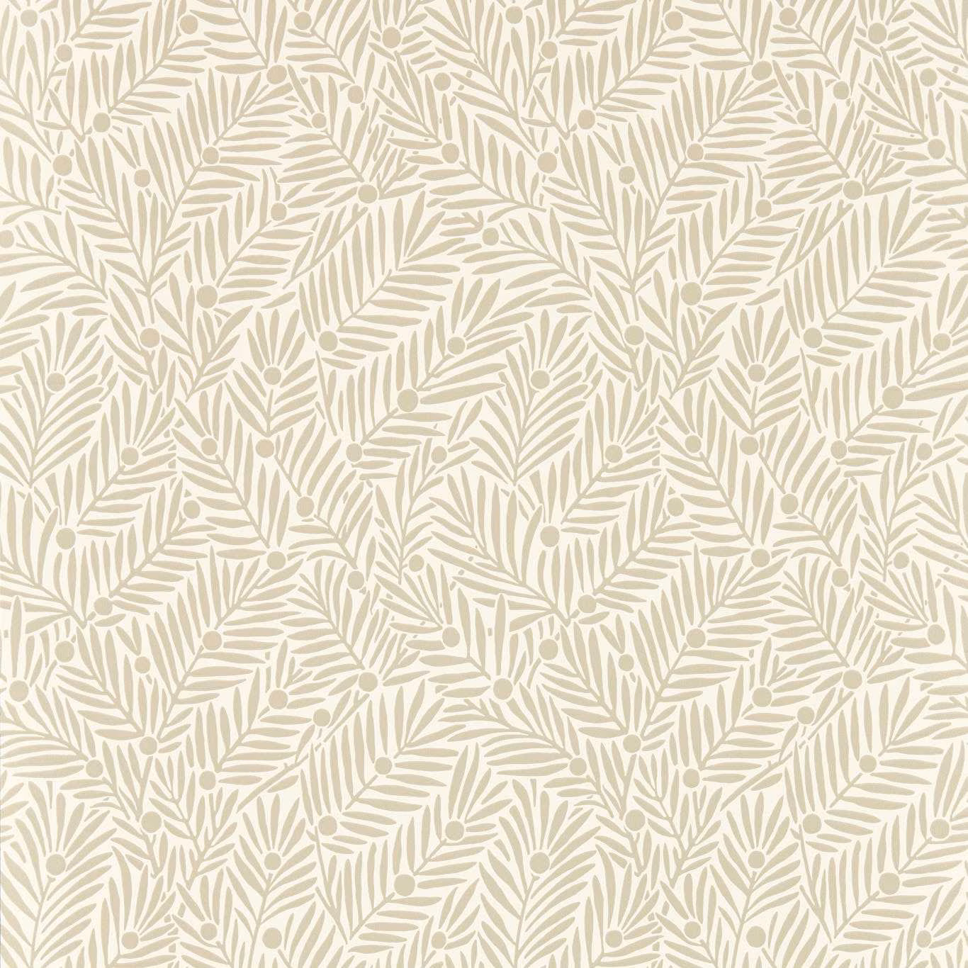 Rice Paper wallpaper with pale sage leafy sprigs and small berry motifs