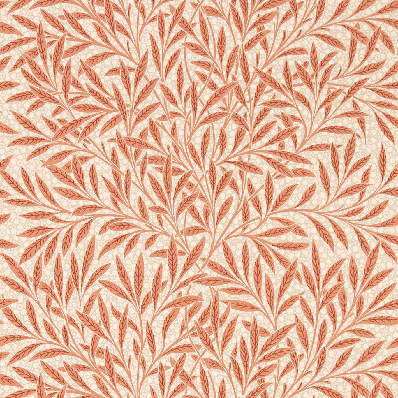 Blush pink leafy branches on a warm cream botanical wallpaper ground