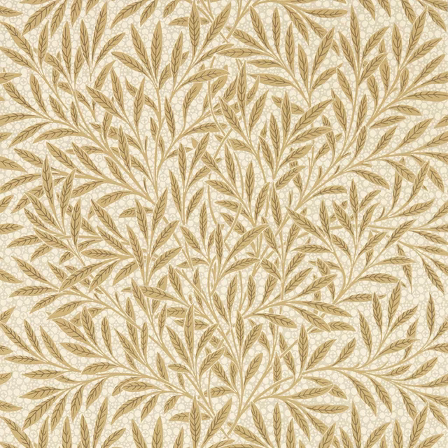 Stone wallpaper with dense muted citrus and olive willow branches in an all-over botanical pattern