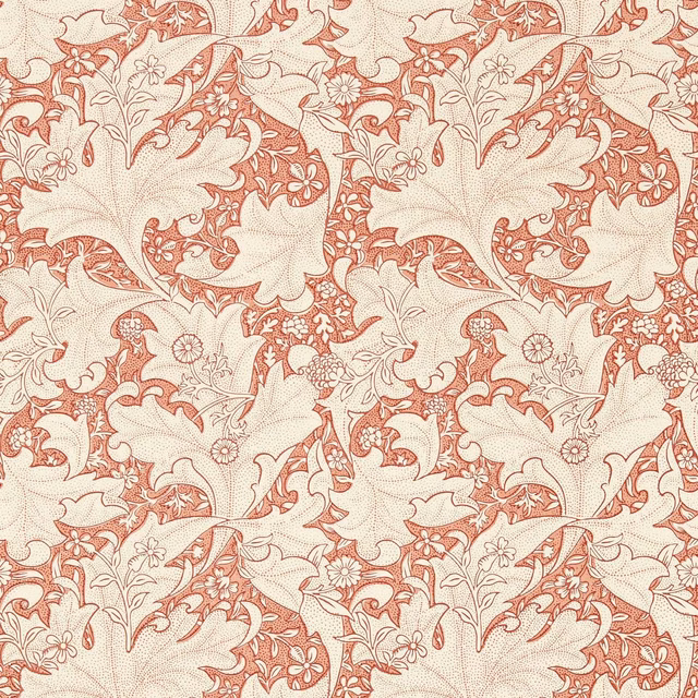 Muted chrysanthemum pink floral scrolls and fine botanical lines on a warm cream ground