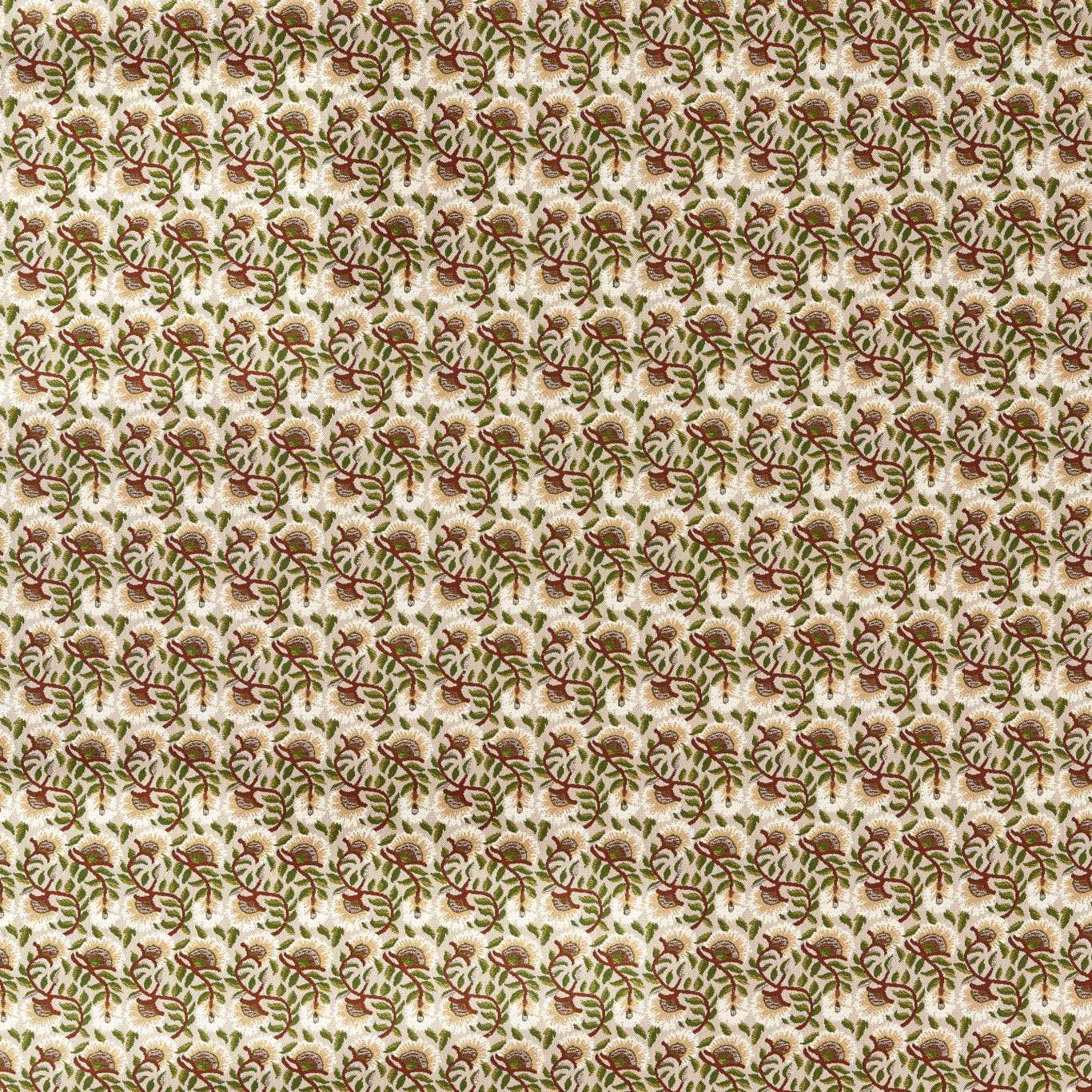 Cream outdoor weave with small forest leaves and madder botanical motifs