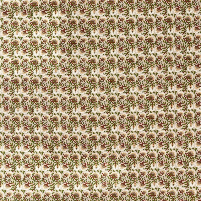 Cream outdoor weave with small forest leaves and madder botanical motifs