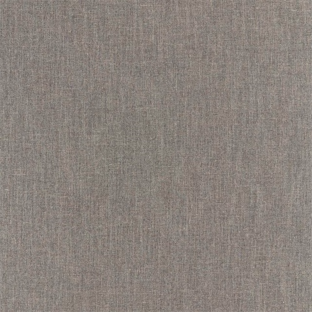Close-up of Hoy Flint’s cool taupe-grey plain weave with fine vertical grain