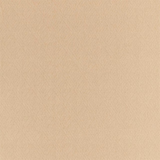 Close-up of warm ochre beige woven fabric with subtle geometric texture