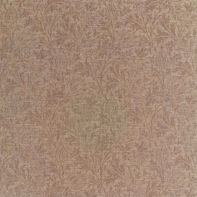 Muted bronze-taupe woven textile with fine branching botanical motifs and tactile crosshatch texture