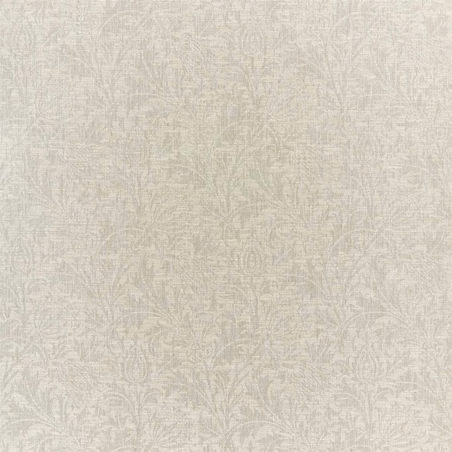 Pale mineral-grey woven upholstery showing fine crosshatched texture and subtle tonal variation
