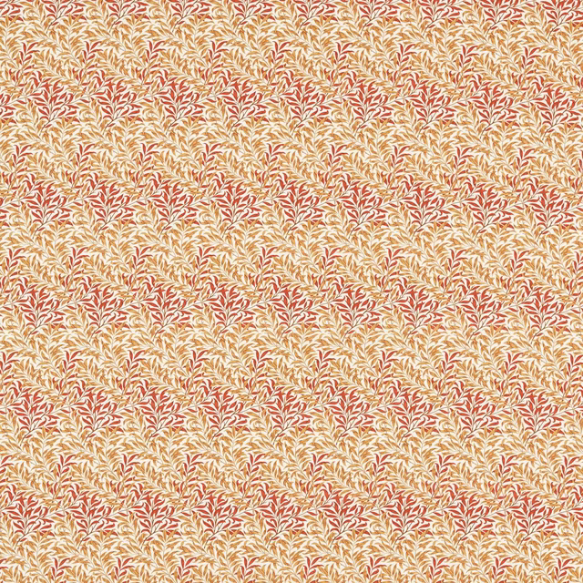Cream fabric covered in dense small russet leafy sprigs with muted green accents