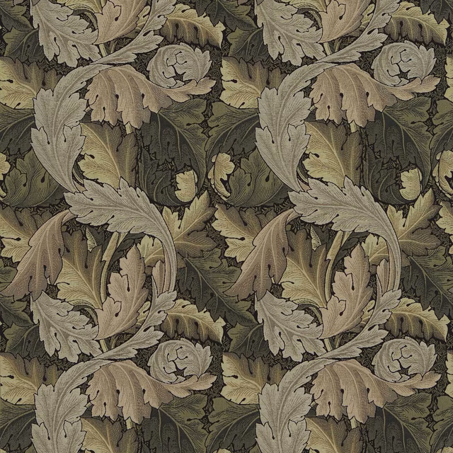 Forest and hemp acanthus leaves in a dense, softly textured tapestry weave