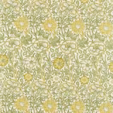 Ivory floral fabric with sage foliage, saffron blooms and subtle rose detailing