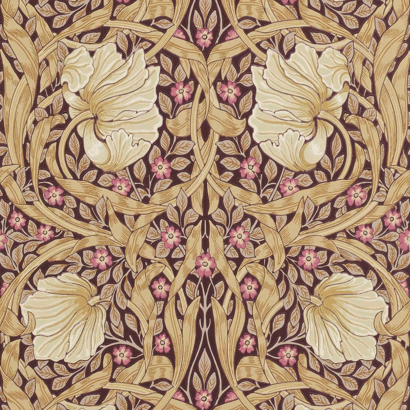 Fig ground with cream blooms, sisal vines and small pink flowers