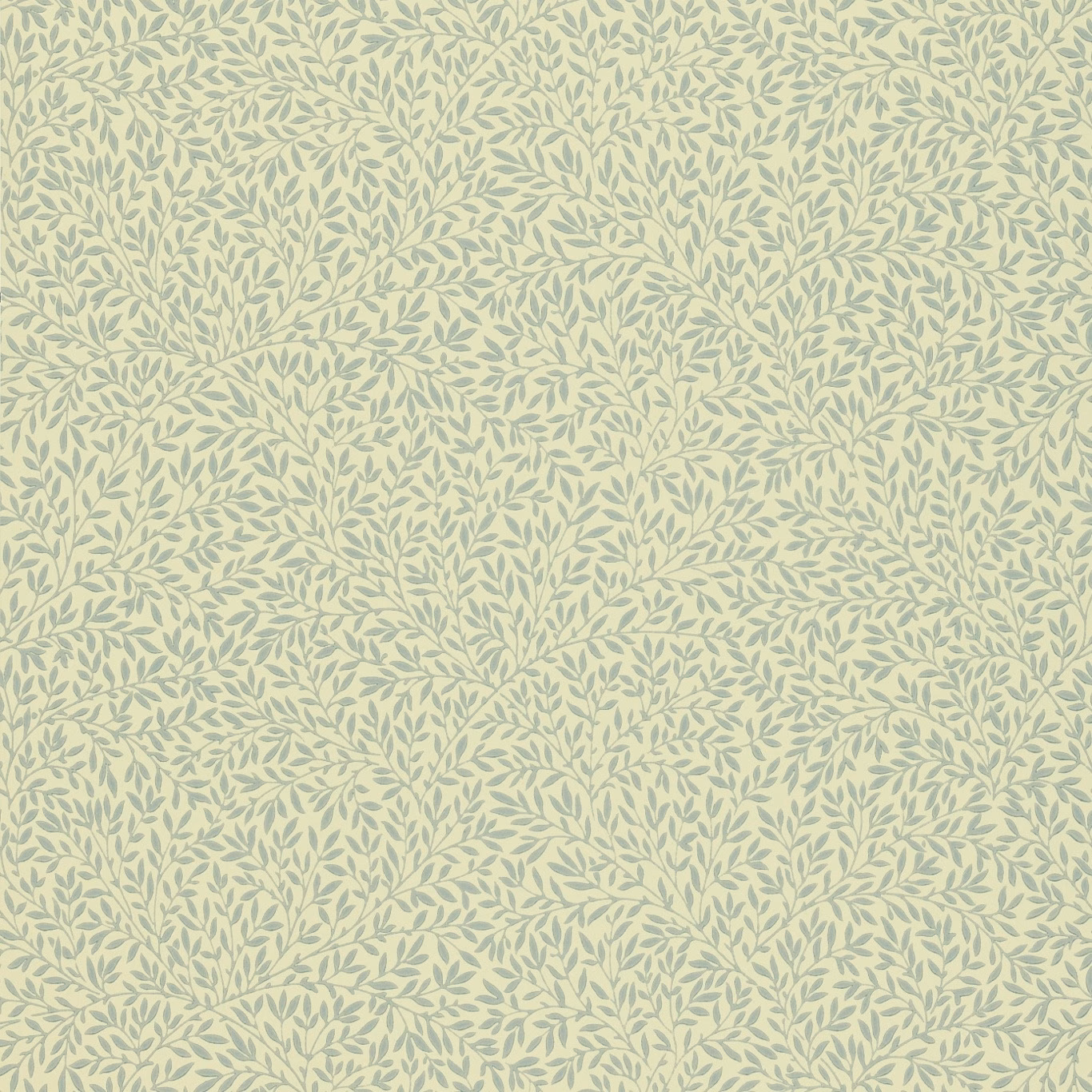 Pale sage-grey leafy branches trailing across a softly warm cream wallpaper ground