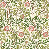 Cream wallpaper with olive leaves, brown branches and soft rose botanical flowers